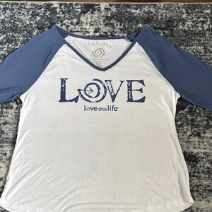 Love This Life Blue and White Long Sleeve Tee